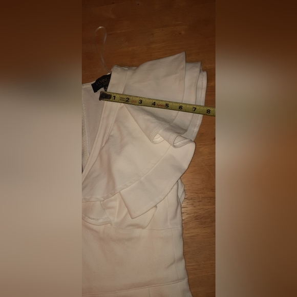 Ruffled V-Neck White Denim Romper - Picture 8 of 14